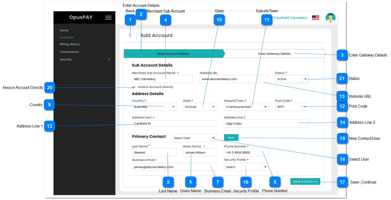 Add Account - Enter Account Details