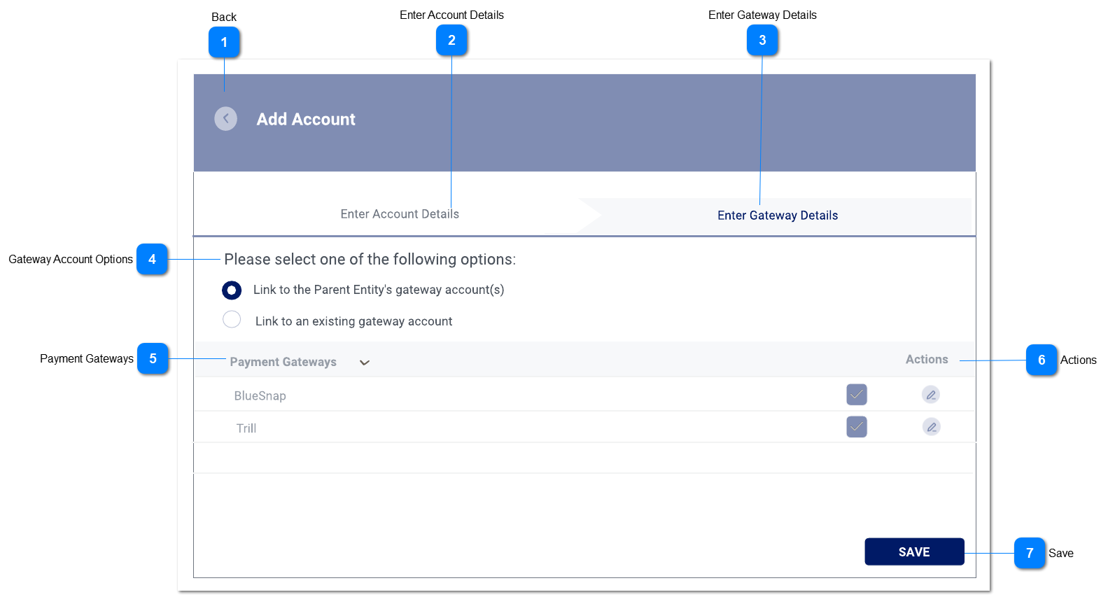 Add Account - Enter Gateway Details