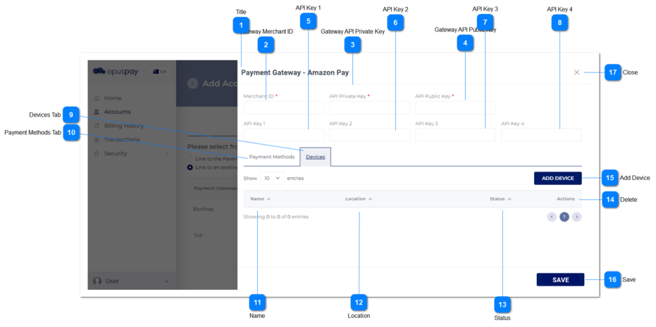 Add Account - Enter Gateway Details - Devices