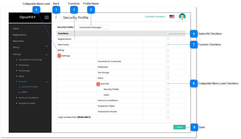 Add\Edit Security Profile