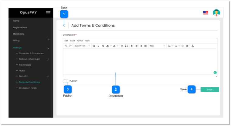 Add/Edit Terms & Conditions