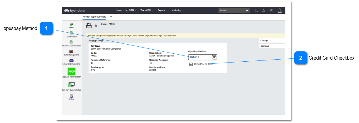 Cemetery System Setup - Receipt Types