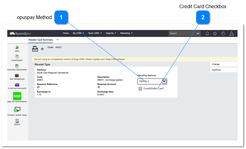 Cemetery System Setup - Receipt Types