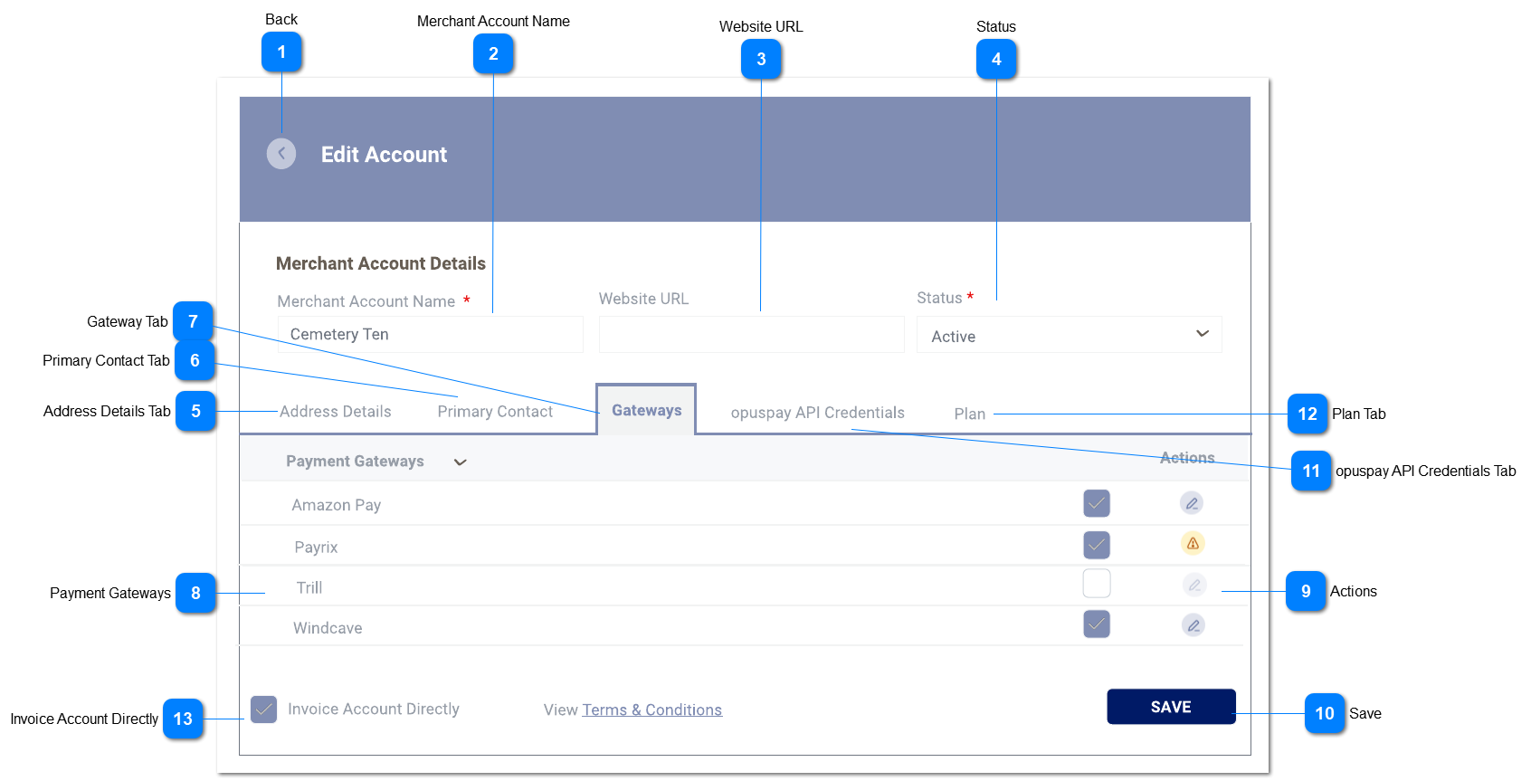 Edit Account - Gateway Details