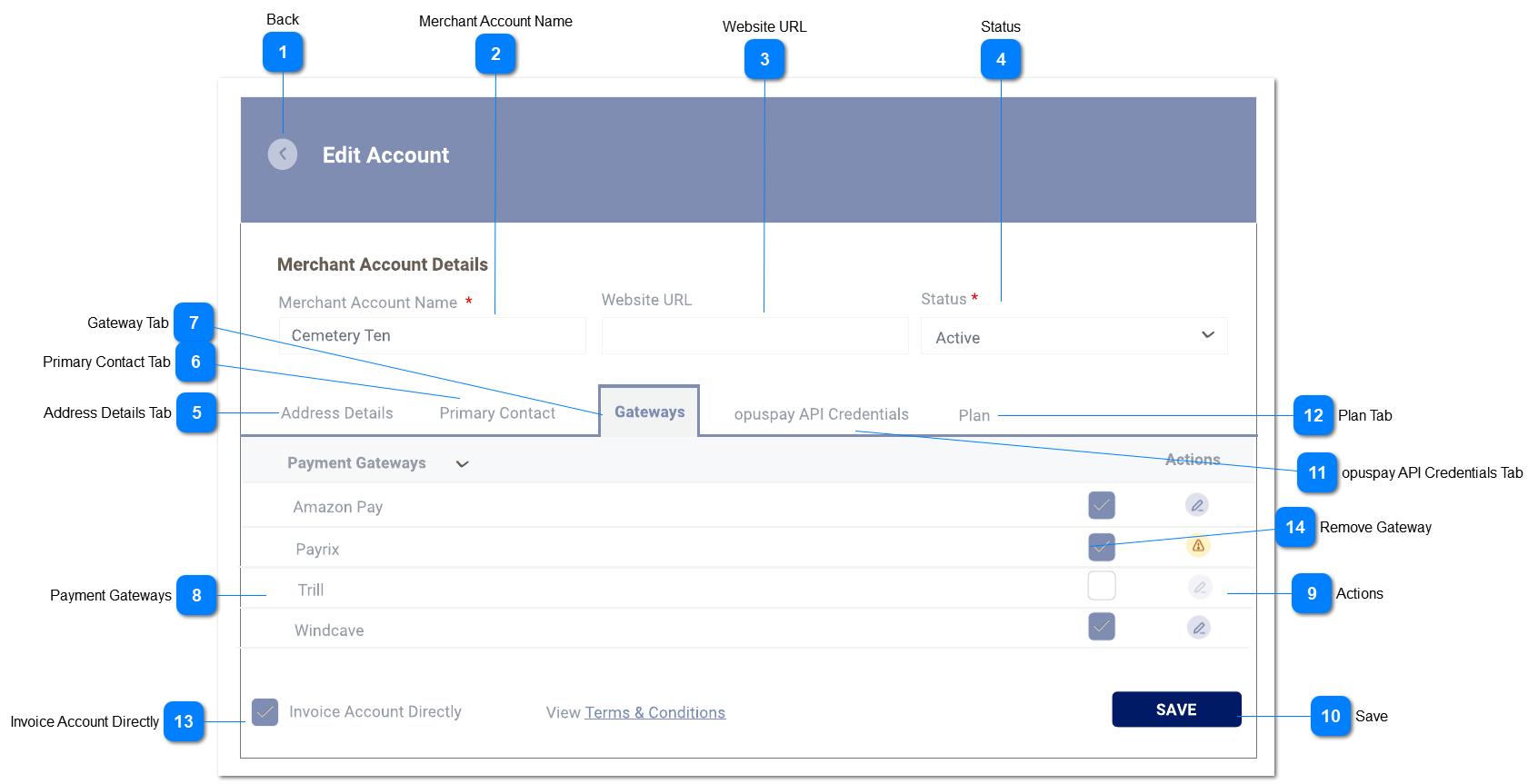 Edit Account - Gateway Details