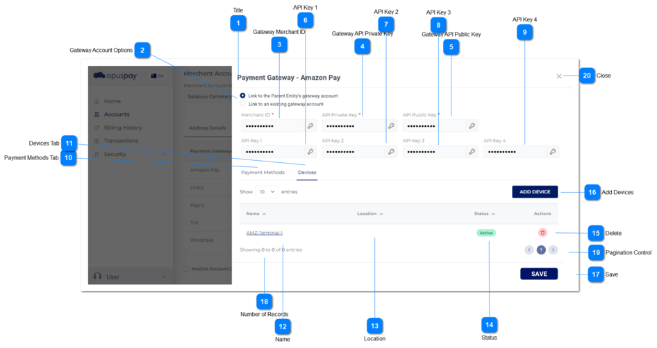 Edit Account - Gateway Details - Devices