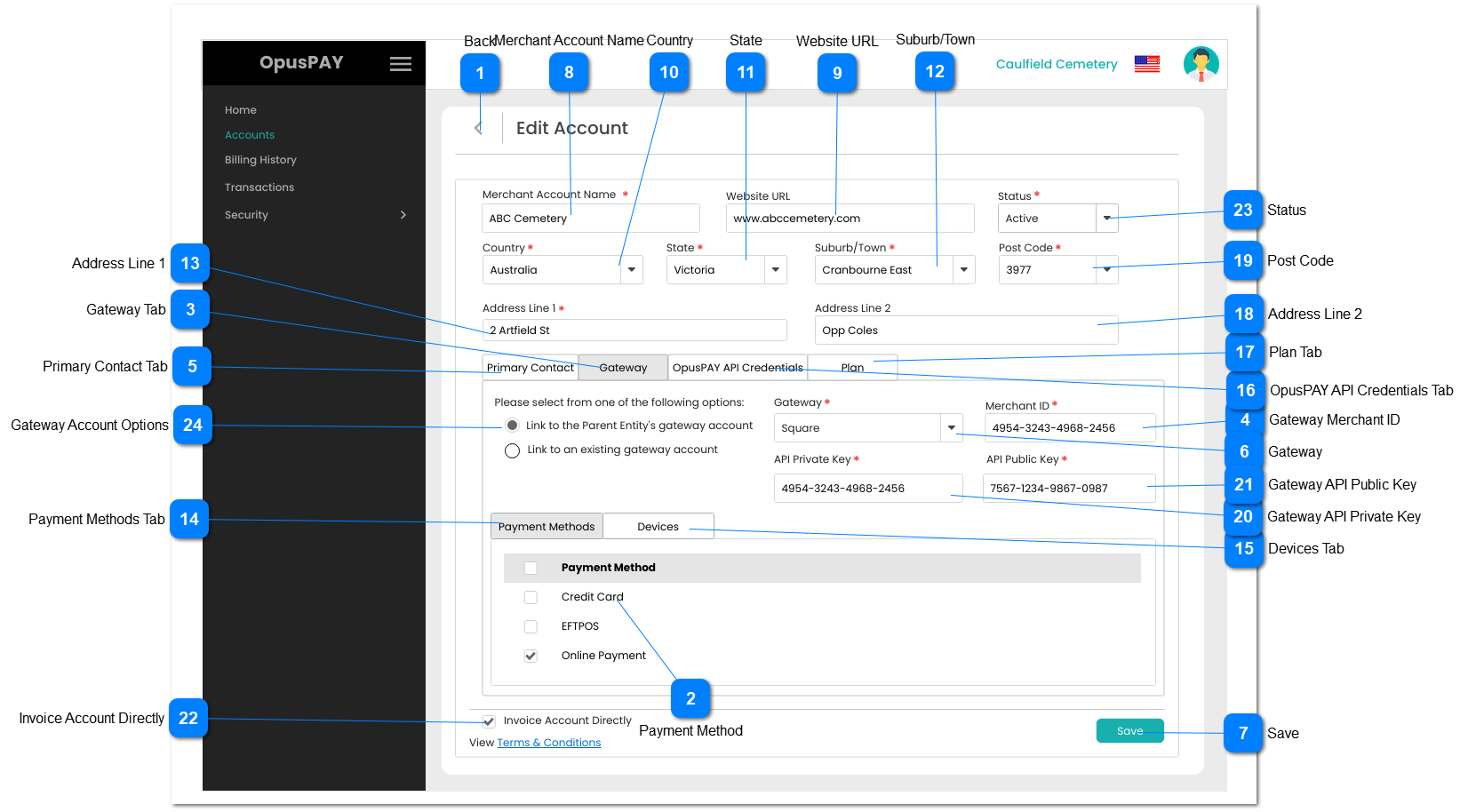 Edit Account - Gateway Details - PM