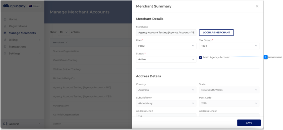 Edit Account - Main agency account