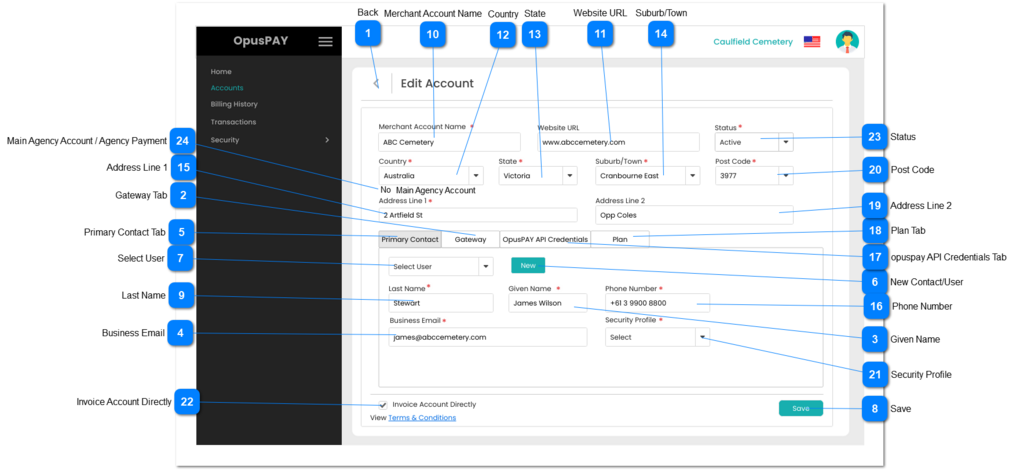 Edit Account - Primary Contact