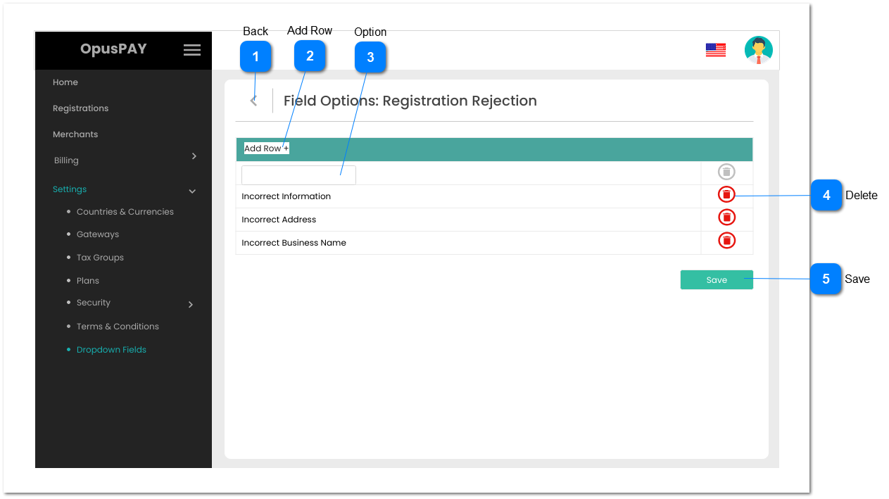 Edit Dropdown Options