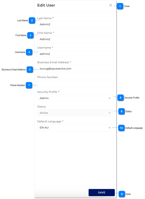 Edit User's Own Details