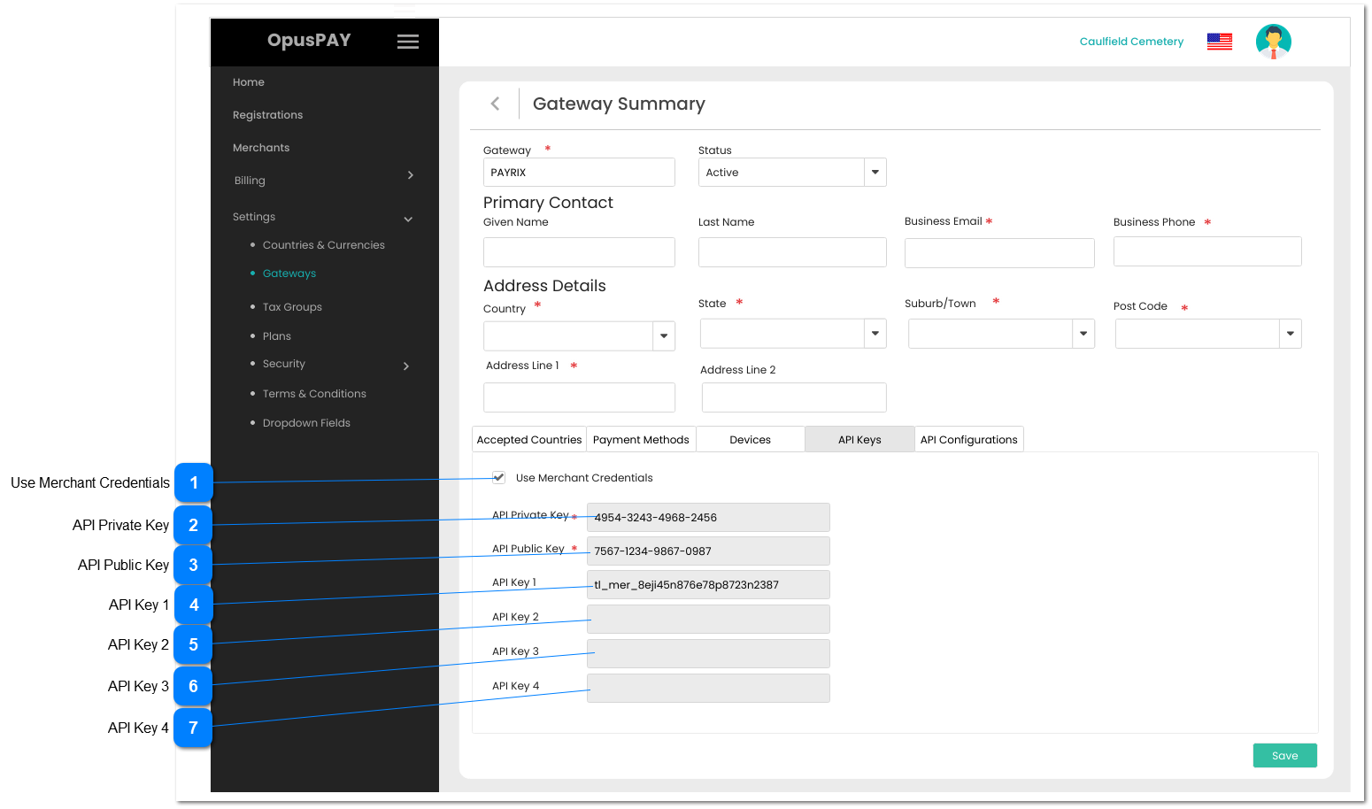 Gateway Summary - API Keys