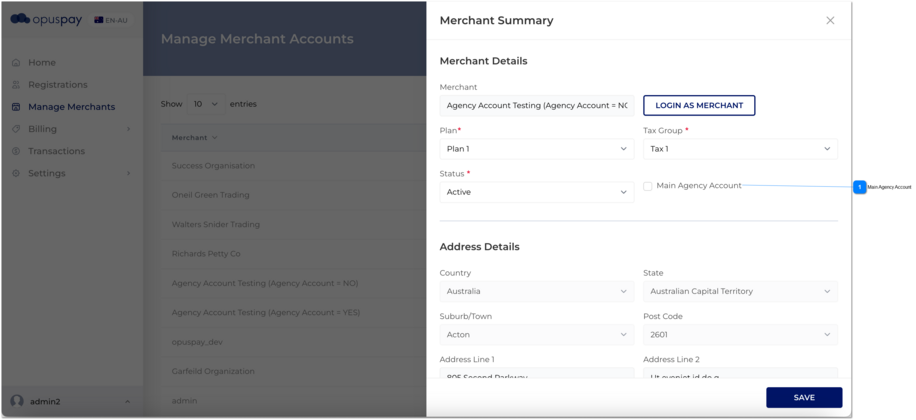 Merchant Summary_Main Agency Account(No) - Edit