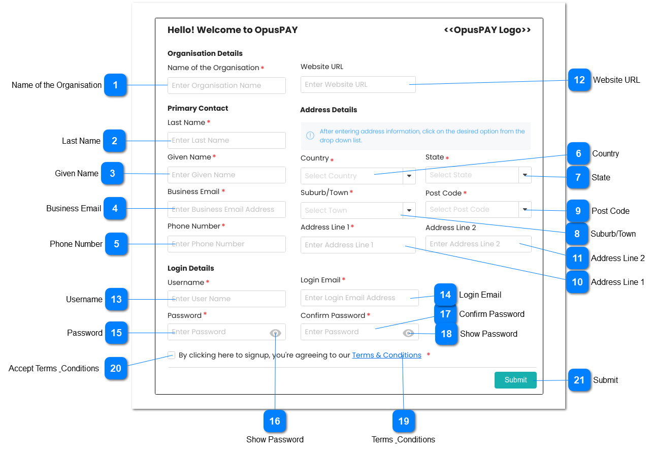 opuspay Registration Form