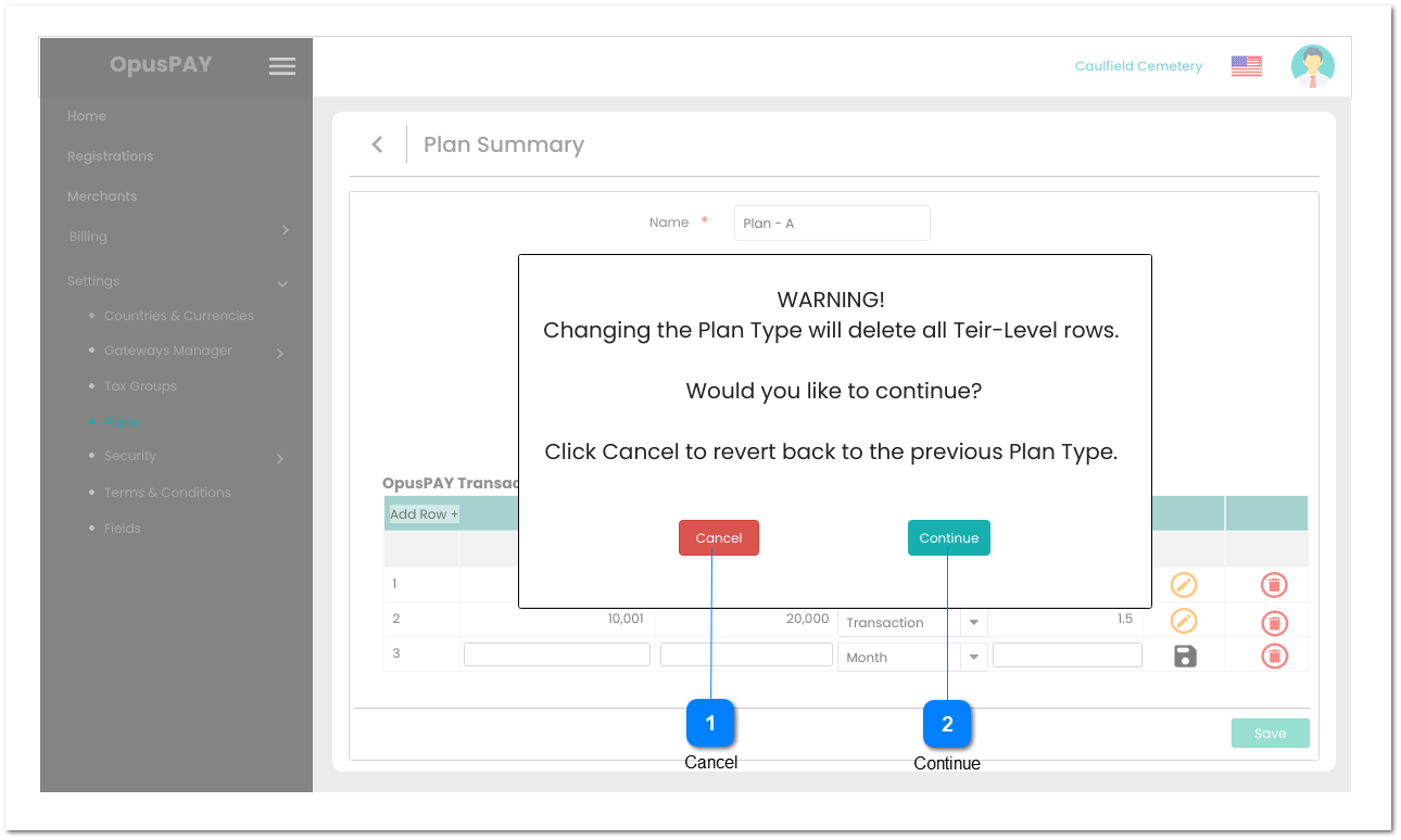 Plan Summary - Edit Plan Type