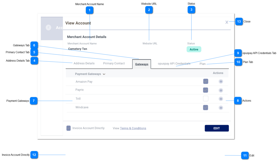 View Account - Gateway Details