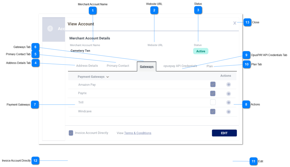 View Account - Gateway Details