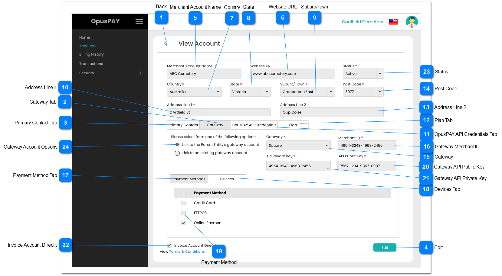 View Account - Gateway Details - PM