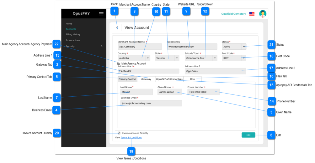 View Account - Primary Contact