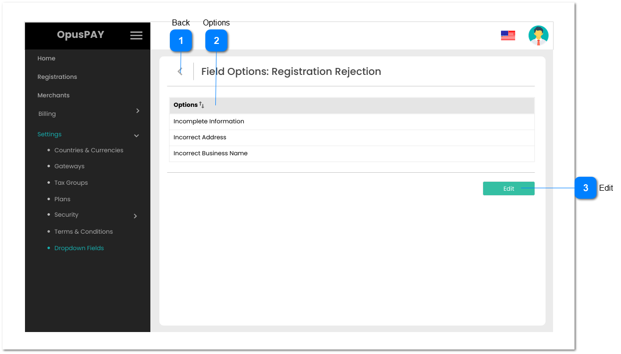 View Dropdown Options